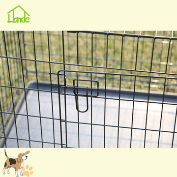 Portable Folding Double Door Black Pet Dog Cage