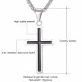 Collier pour hommes bijoux inox 316L acier inoxydable 18K plaqué or Croix religieuse Christian Black croix pendentif