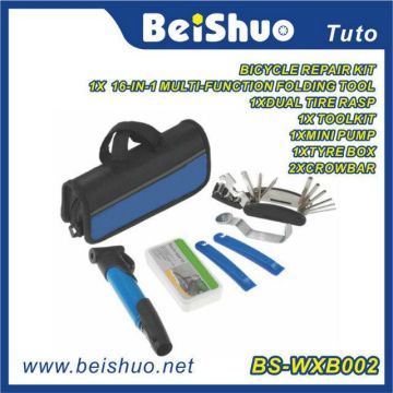 Kit de herramientas de reparación de bicicletas con bolsa portátil