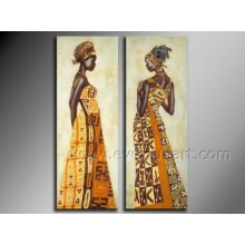 Handmade Abstract African Women Oil Painting on Canvas