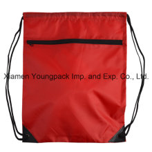 Zipper Front Pocket Promotionnel Imperméable à l&#39;eau 210d Nylon Drawstring Bag