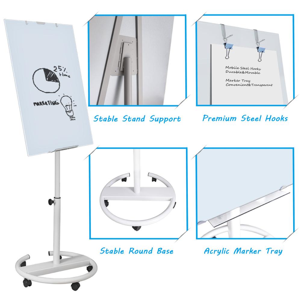 tempered magnetic glass flipchart easel