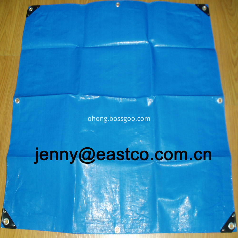 UV Blue Poly Tarps Lonas reinforced with corner bars and rivet 