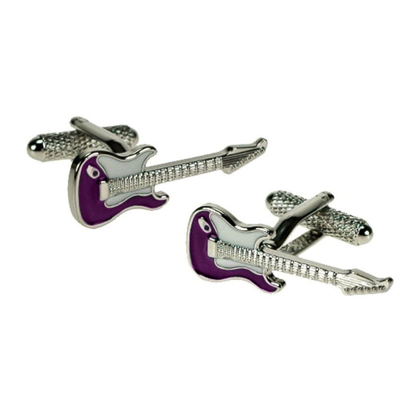 Purple Silver Electric Guitar Cufflinks