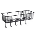 Metal iron wire rectangle storage basket with hooks