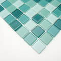 Azulejos de mosaico de cristal verde mixta