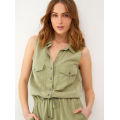 Sleeveless ladies green casual jumpsuit