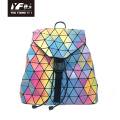 Mochila de couro de laser geométrica personalizada para laser foco de foco de couro para mochila de laptop para garotas de bolsa para crianças viagens