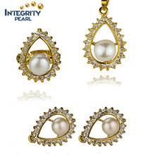 Elegante conjunto de perlas de joyería 8.5-9mm AAA Freshwater Pearl Set Diseños