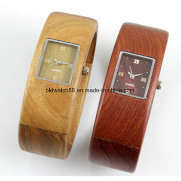 Relojes de pulsera de madera vendedores calientes de la pulsera del brazalete de las señoras del reloj de madera