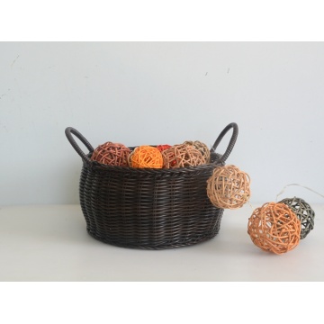 Round coffee drum-like plastic rattan basket