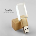 Pen drive USB 2.0 de cristal de cristal de madeira