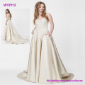 Новая модель дешевые элегантный слоновой кости свадебное платье с карманом
