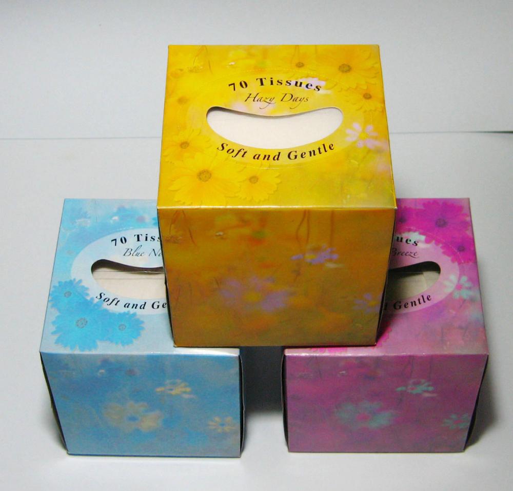 Cube boxed tissues for advertising