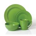 Ceramic stoneware green color dinner set for 4person