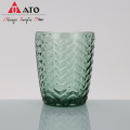 Nuevo vaso de vidrio de hueso de pescado verde vintage hecho a mano