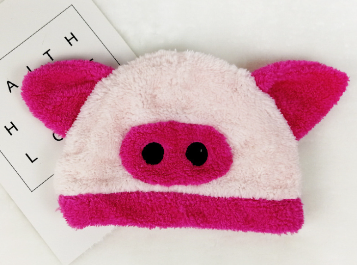 Cute Animal Fleece Hat Pig