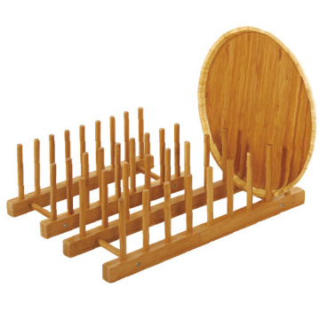 Bamboo Dish Rack Drying Drainer Pot Lid Holder