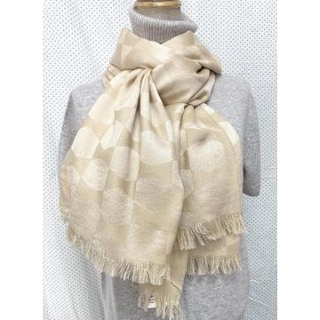 Ladies Mercerized Wool Jacquard Shawl