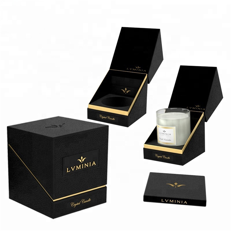 Black Luxury Rigid Paper Cardboard Candle Gift Box