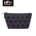 Luminous geometric patterns handbags women pu leather bag cosmetic makeup lattice lady purse