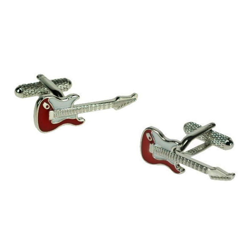 Red And White Electric Guitar Cufflinks