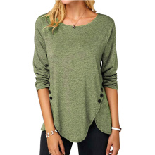 Womens Casual Long Sleeve Tunic Shirts Round Neck