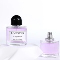 Garrafa de perfume de vidro cosmético transparente redondo de 50 ml
