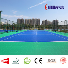 Portable basketball court interlocking tiles with FIBA