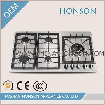 Tables de cuisson à gaz en acier inoxydable, table de cuisson à gaz à 5 brûleurs