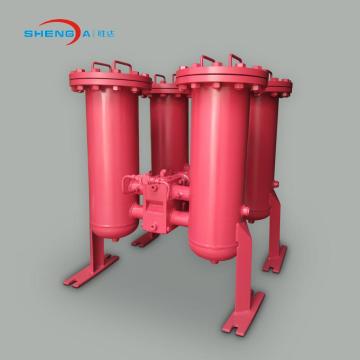 Duplex welded type inline oil filter housing