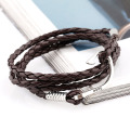 Mens leather wrap fish hook bracelet