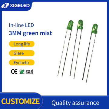 3mm green-hair-green fog strong long feet in-line led