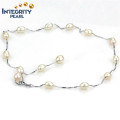 7мм AA Rice Pearl Silver Plated Chain Оптовые жемчужные ожерелья Natural