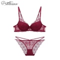 Sexy womens transparent lace bra panty set