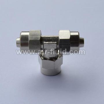 Conector Tee igual encaixes rápida mole de tubulação de bronze niquelado