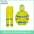 Yj-6047 Packable Green Yellow Motorcycle Safety Rain Suit Coat Jacket