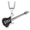 Amateurs de musique de couleur noire en acier inoxydable acier flottant guitare pendentif bijoux