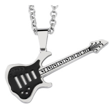 Black Color  Music Lovers Stainless Steel Floating Guitar Pendant Jewelry