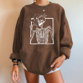 Halloween -Schädel Grafiker Fleece übergroßes Sweatshirt