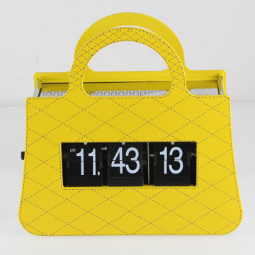 Yellow Mental Handbag Flip Clock