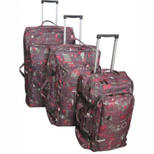 2014designer useful luggage trolley bags set with flower pr