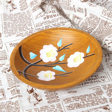 Antique Round Dried Fruit Wooden Plate