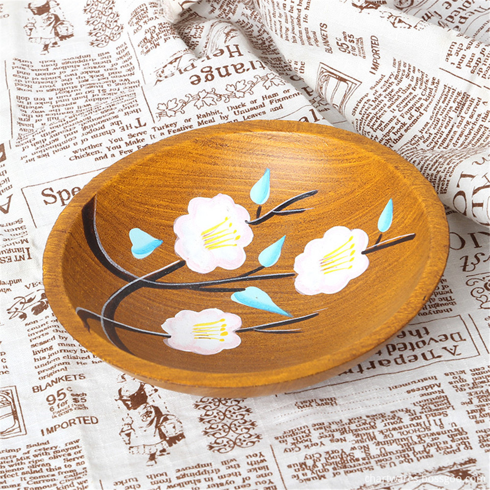 antique round dried fruit wooden plate