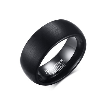 8mm brushed mens black tungsten carbide rings