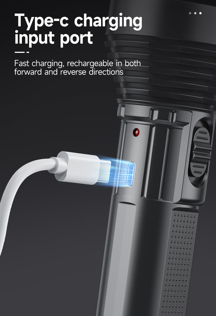 06-9005B-DP Wholesale Portable LED Rechargeable Flashlight Type-C 06-9005B-DP Wholesale Portable LED Rechargeable Flashlight Type-C