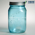 1000ml Blue Food Glass Storage Jar with Lid