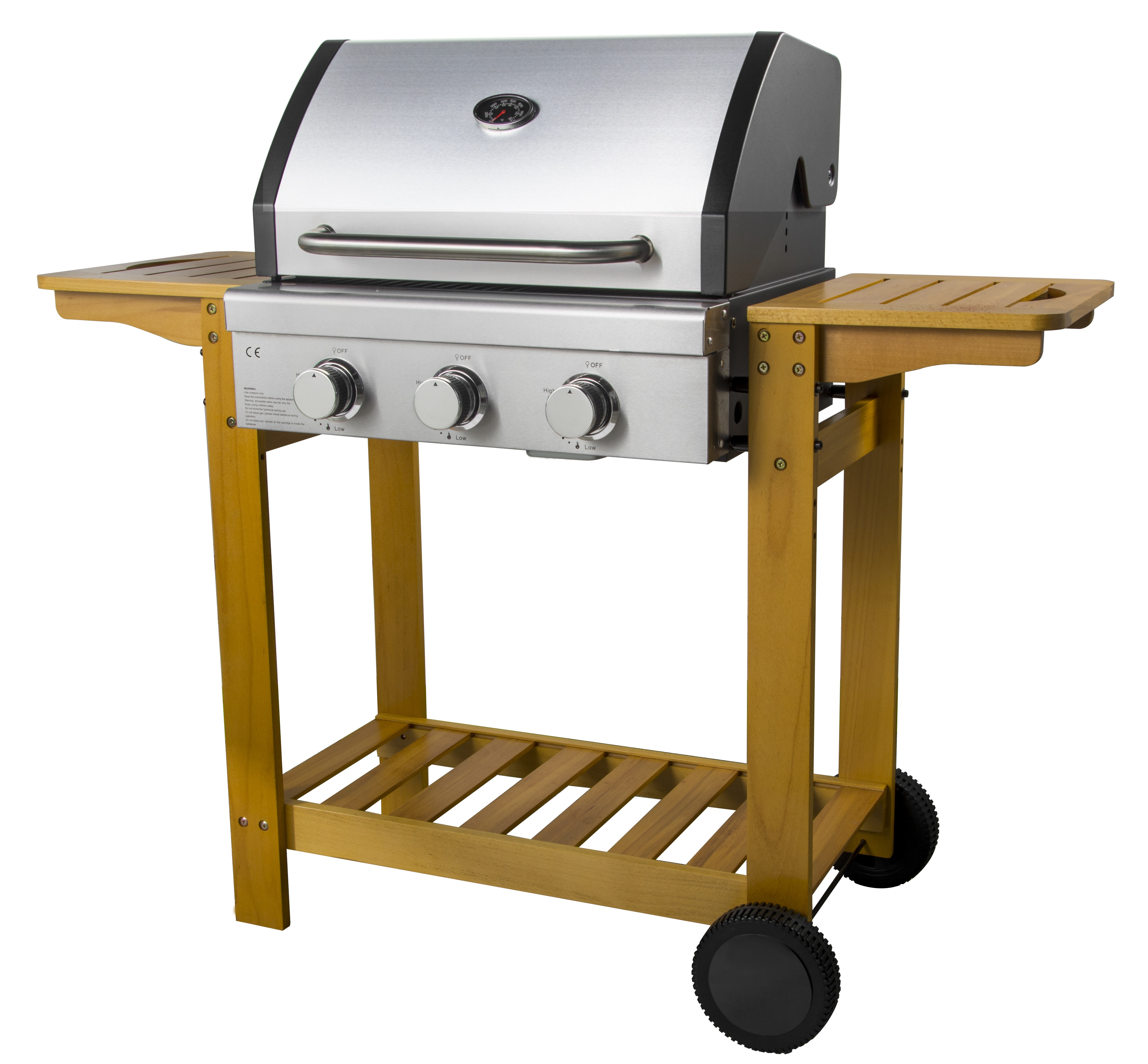 Wooden Trolley Gas BBQ Grill