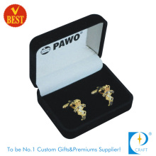 Preço de Fábrica Ouro de alta qualidade chapeado botão personalizado Cuff Links com Velvet Box