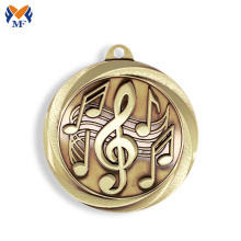 Eye catching gold metal music medal